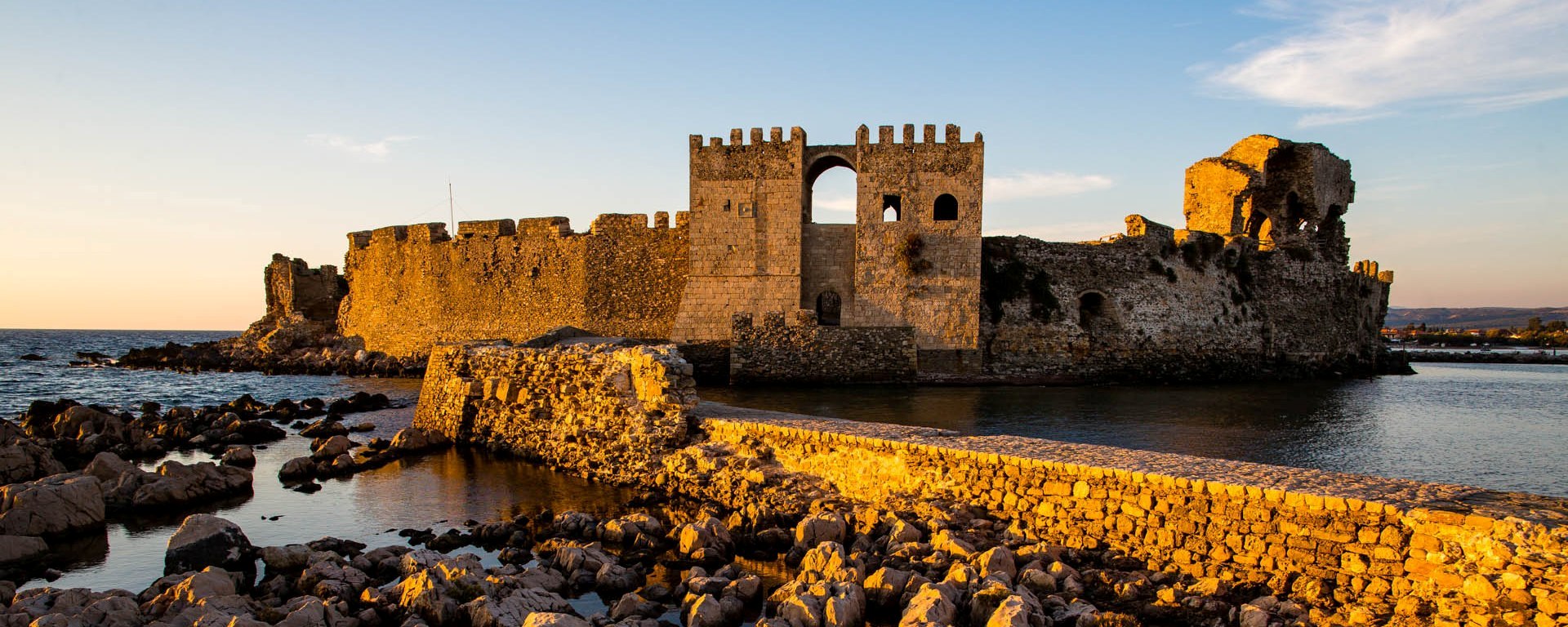 Methoni Festung von Methoni beim Sonnenuntergang